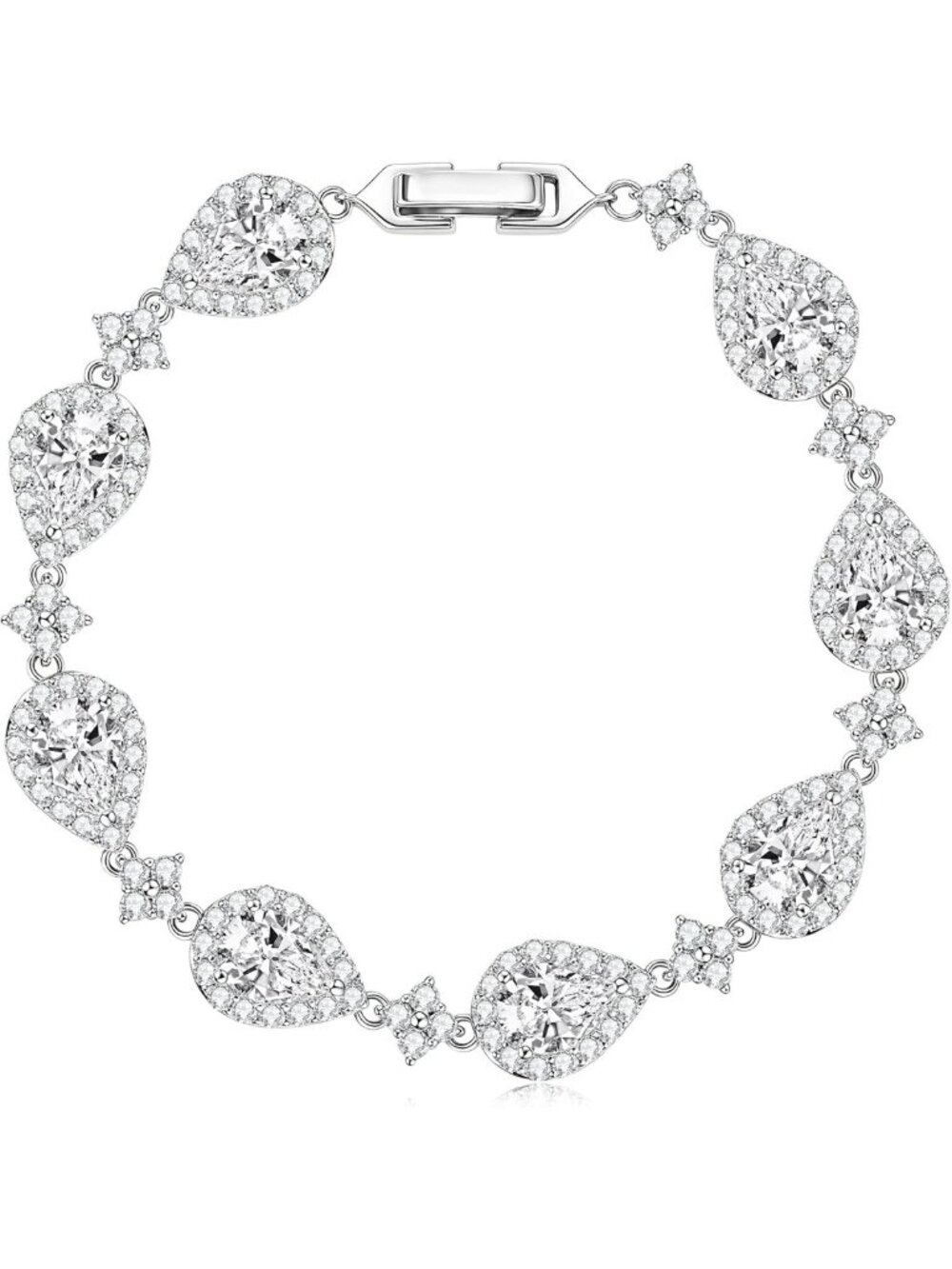 Elegant Moissanite Pear Tennis Bracelet for Women - Sparkling Jewelry Gift
